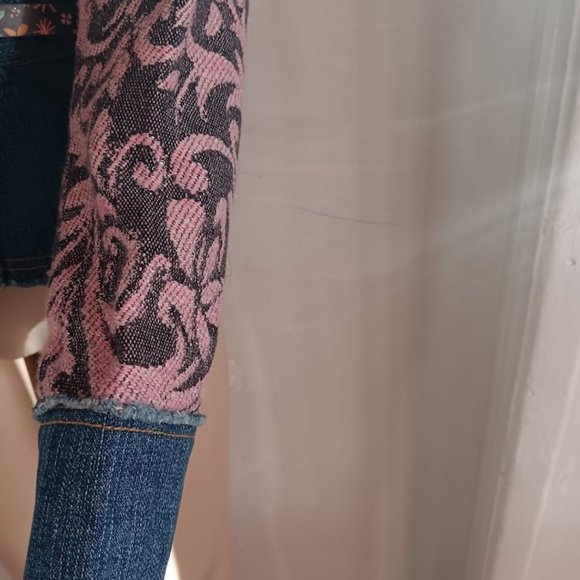 ALBERTO MAKALI  PINK BLUE DENIM FLORAL COTTON/SILK J ACKET SIZE US M - Picture 5 of 10